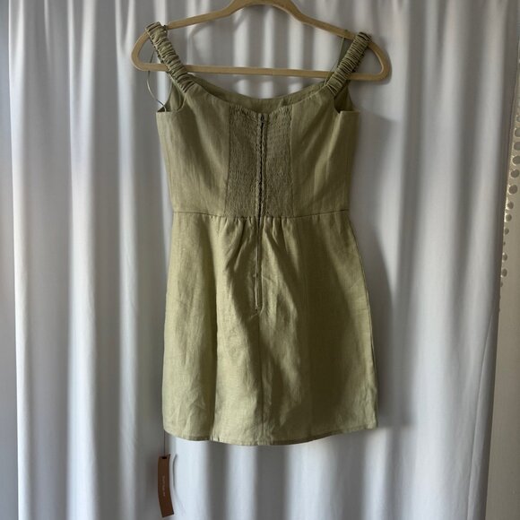 REFORMATION Sawyer Linen Mini Dress - NWT - Size 2 - Dried Herbs - Picture 6 of 10